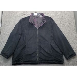 ZeroXposur Reversible Jacket Womens 2X Multi Faux Fur Mock Neck Full Zipper EUC